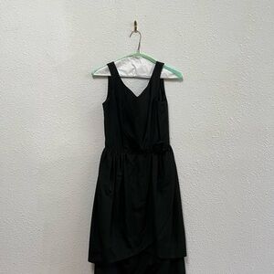 Black Sleeveless V-Neck High Low Dress